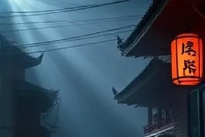 都市短剧《十二楼的灯》画面，深夜写字楼只剩一层窗户亮着暖黄灯光
